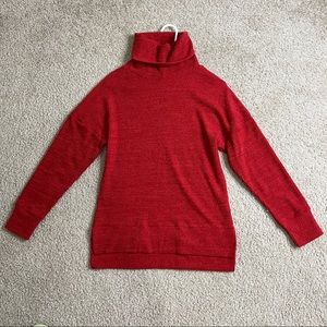 High Low Ribbed Turtleneck Sweater